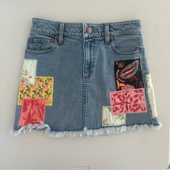 Alice Olivia Route 66 Patchwork Denim Miki Skirt - Picture 5 of 7